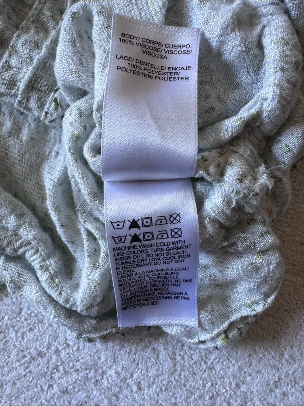 Lucky Brand Sage Green Floral Lace-Trim Button Front Blouse - Picture 10 of 13